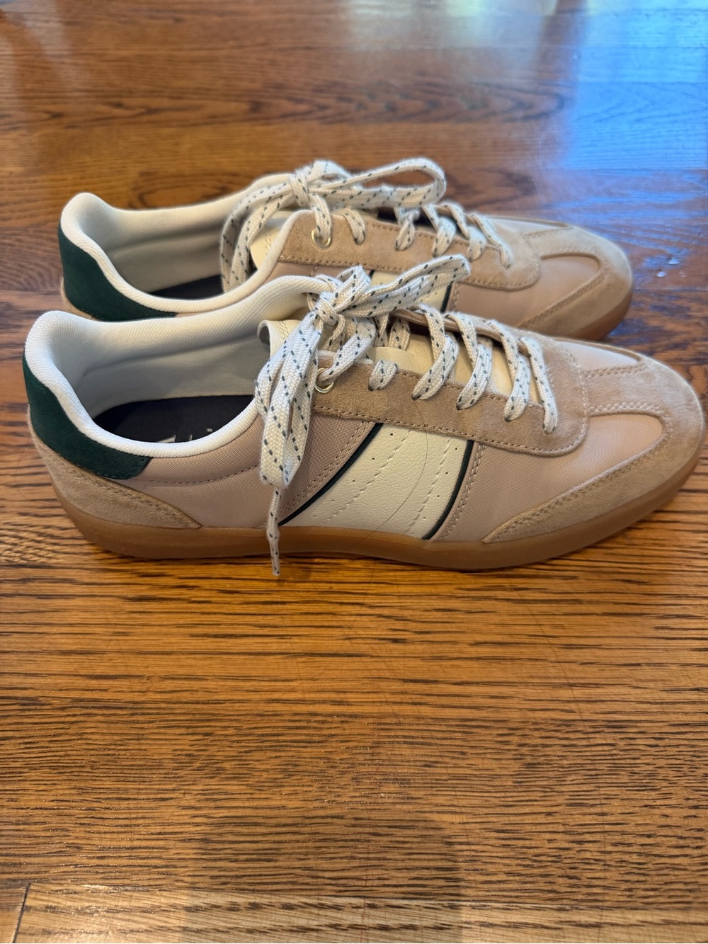 Zara Beige Suede Casual Sneakers with White Stripe
